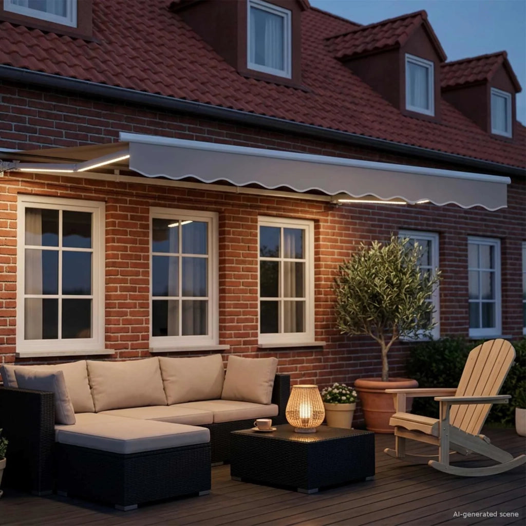 Cornice per Tenda Manuale con LED Bianco 3,5 x 2 m Alluminio 42024796