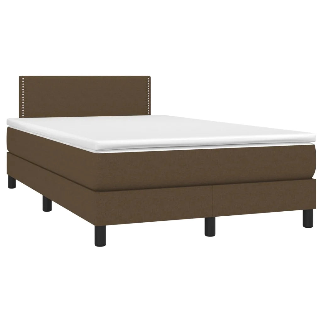 Letto a Molle Materasso e LED Marrone Scuro 120x200 cm Tessuto 3133064