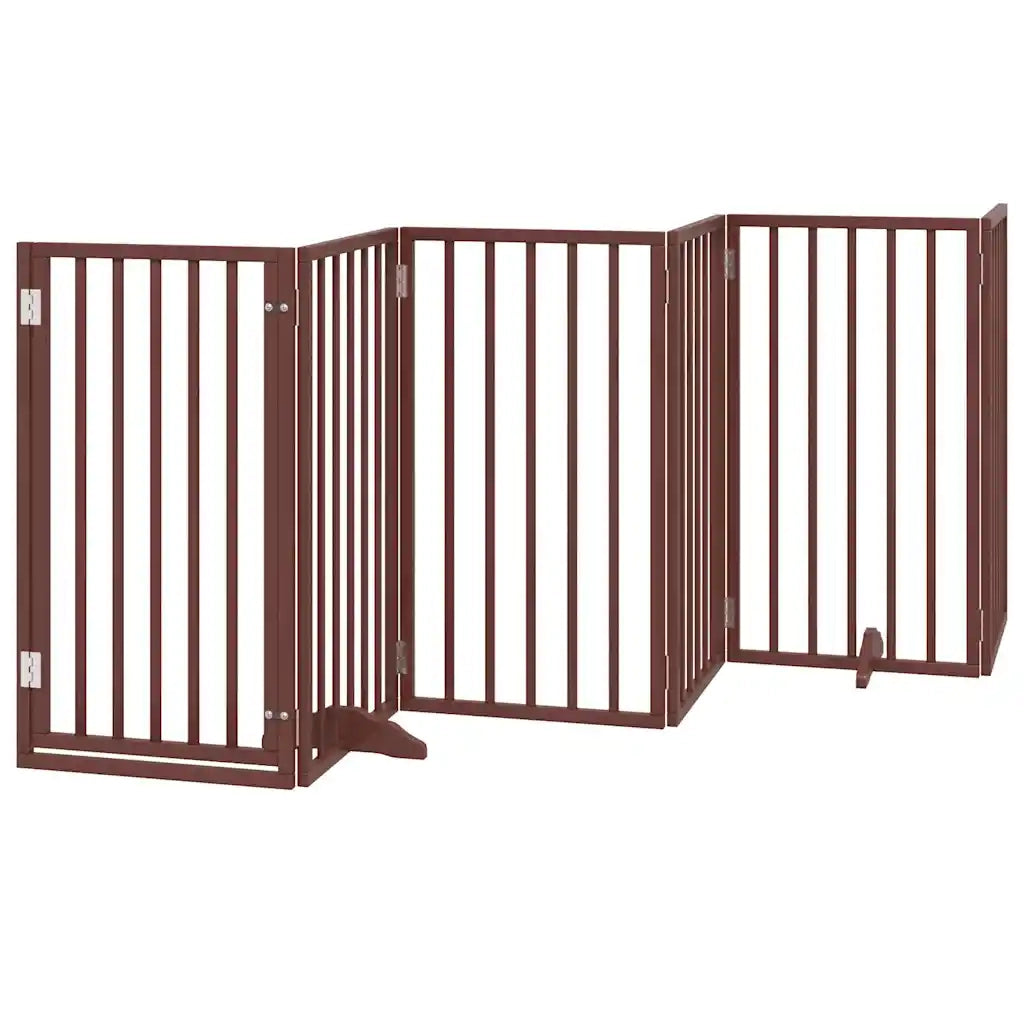 Cancello Cani Porta Pieghevole Marrone 12 Pannelli 600cm Pioppo 3155551