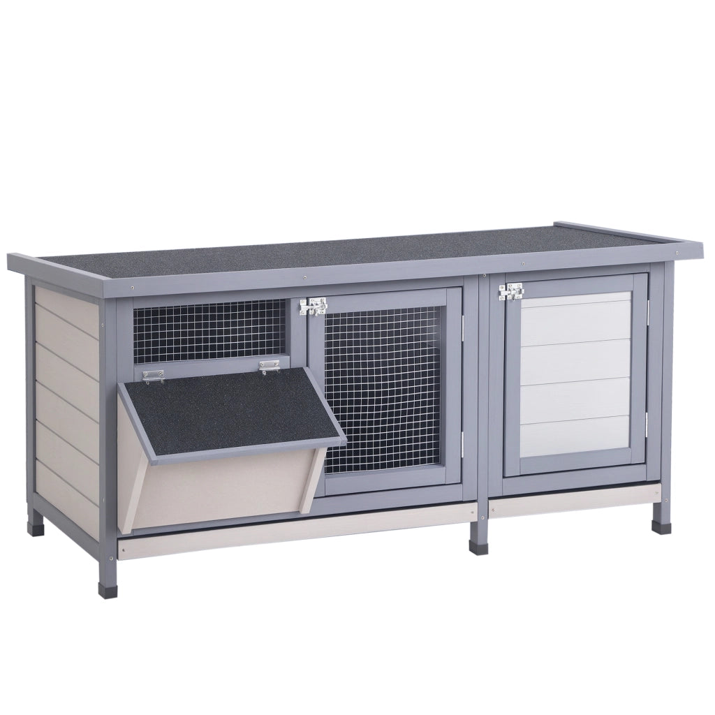 Gabbia per Conigli con Tetto Apribile Vassoi Estraibili Mangiatoia 112x50x54 cm ¨C Xylo ¨C Grigio