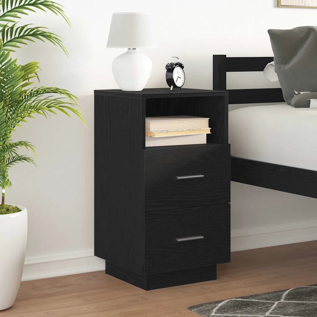 Comodino con 2 Cassetti Nero 36x36x68 cm 858580