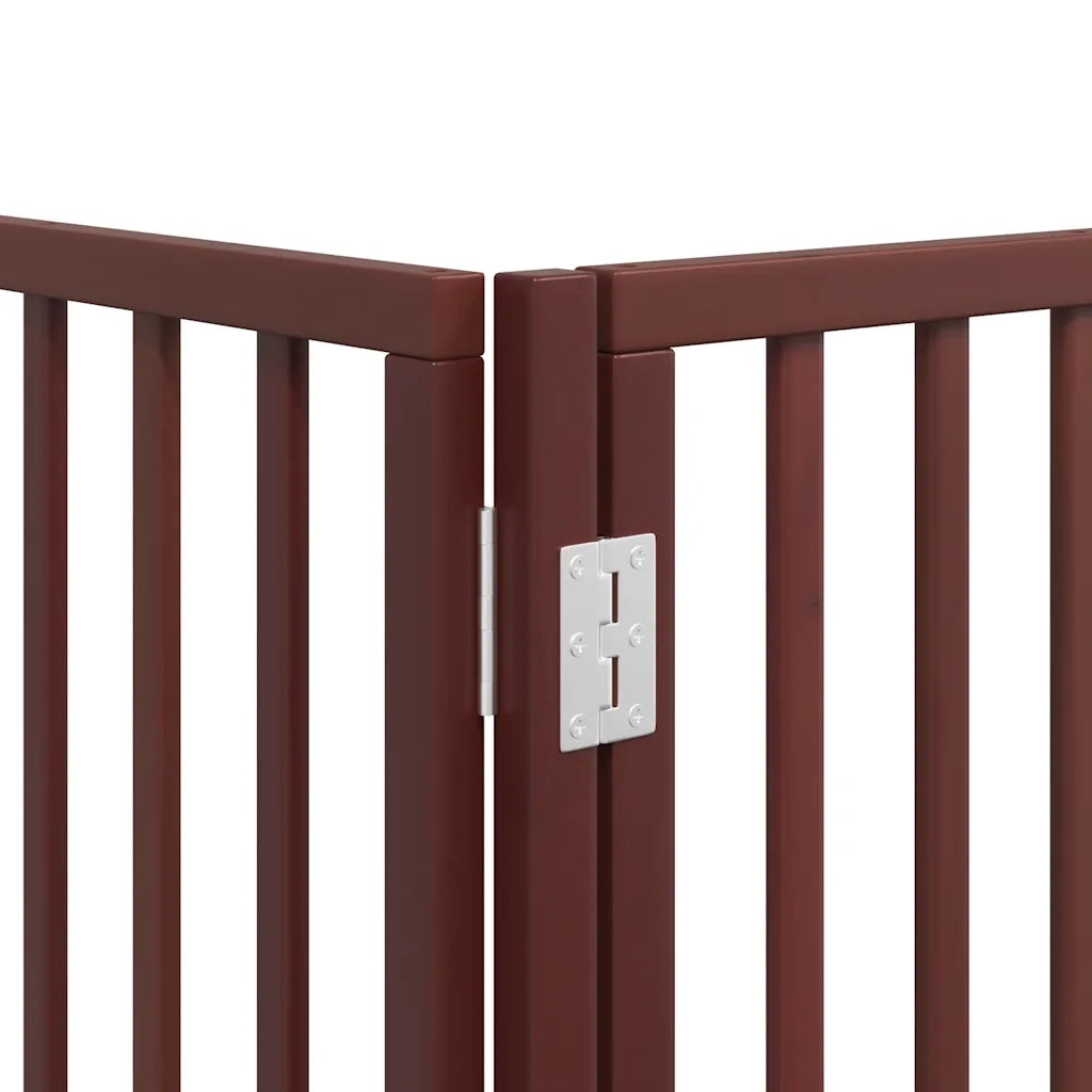 Cancello Cani Porta Pieghevole Marrone 12 Pannelli 600cm Pioppo 3155551