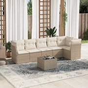 Set Divani da Giardino 7 pz con Cuscini Beige in Polyrattan 3249507