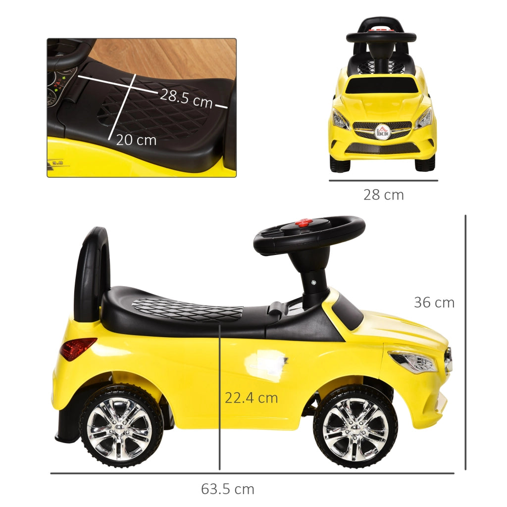 Macchinina Cavalcabile per Bambini ¨C Xylo ¨C Giallo, con Volante Fari e Musiche, 63.5x28x36 cm