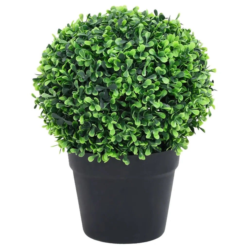 Piante di Bosso Artificiale 2 pz a Sfera con Vaso-Piante Decorative Verde 27 cm
