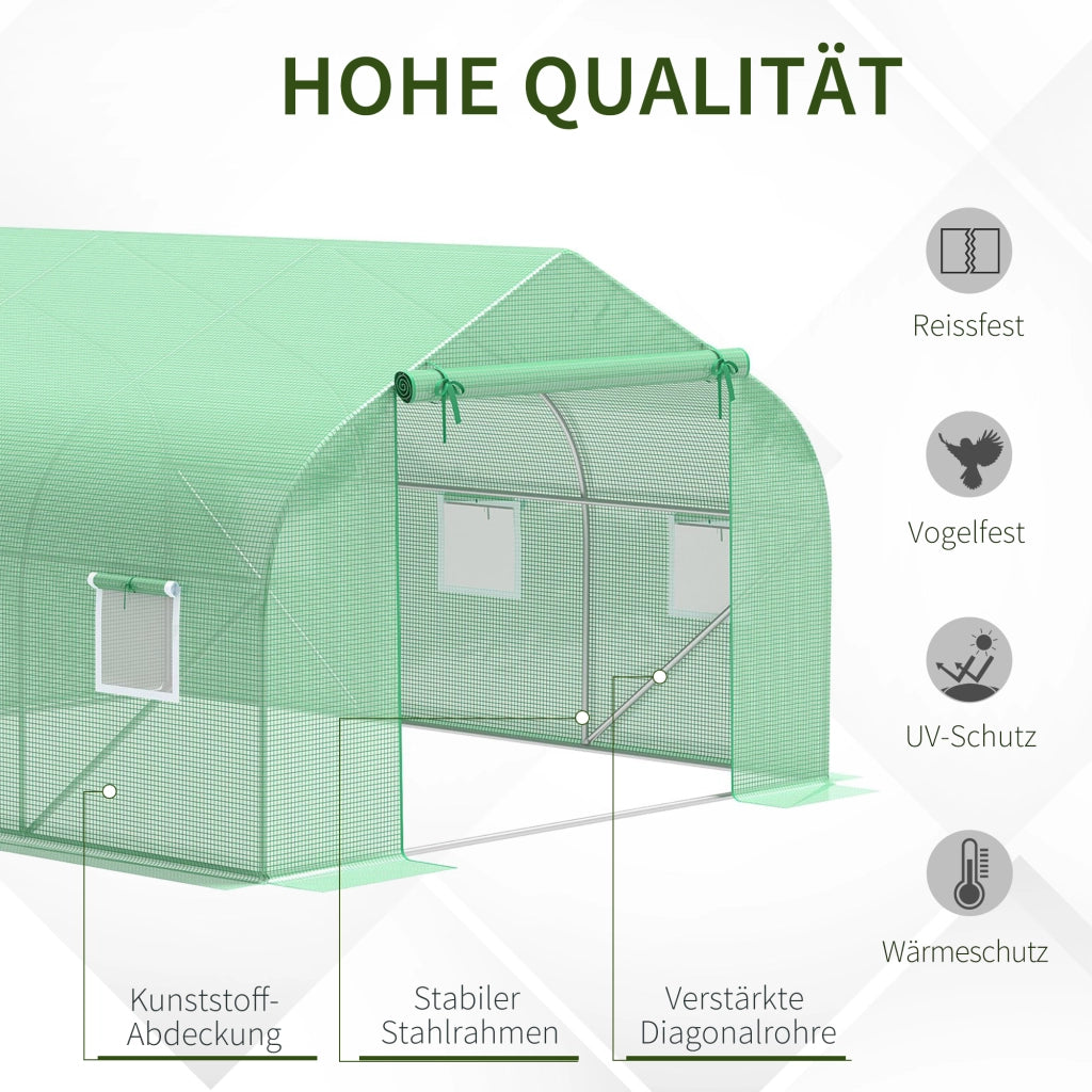 Serra da giardino 3.5x3x2 m con 6 finestre rete e porta a zip ¨C Minimal ¨C verde