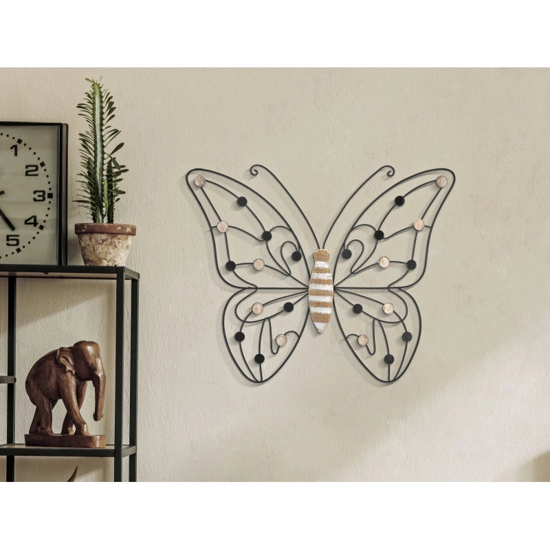 Pannello In Ferro E Legno Butterfly cm 39,5x1,5x33,5 Min 2