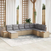 Set Divano da Giardino 9 pcs Beige e Grigio Chiaro Polyrattan 3356815