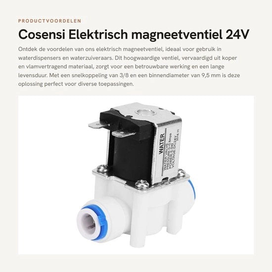 Vitale scelta - Valvola magnetica elettrica - 24V connessione rapida - Per dispenser acqua - Rame - Valvola magnetica N/C - Per trattamento acqua - Dimensione 3/8