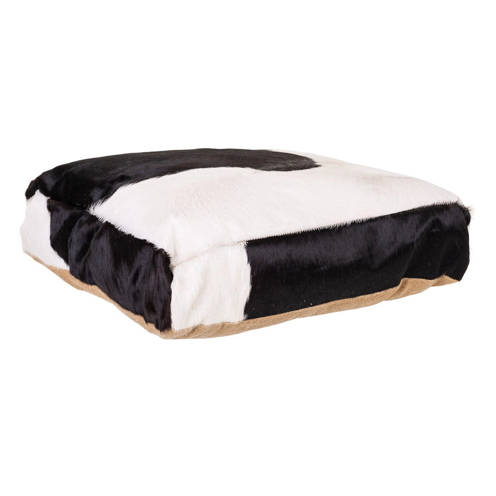 Cuscino in pelle bianco/nero 48x10x48h