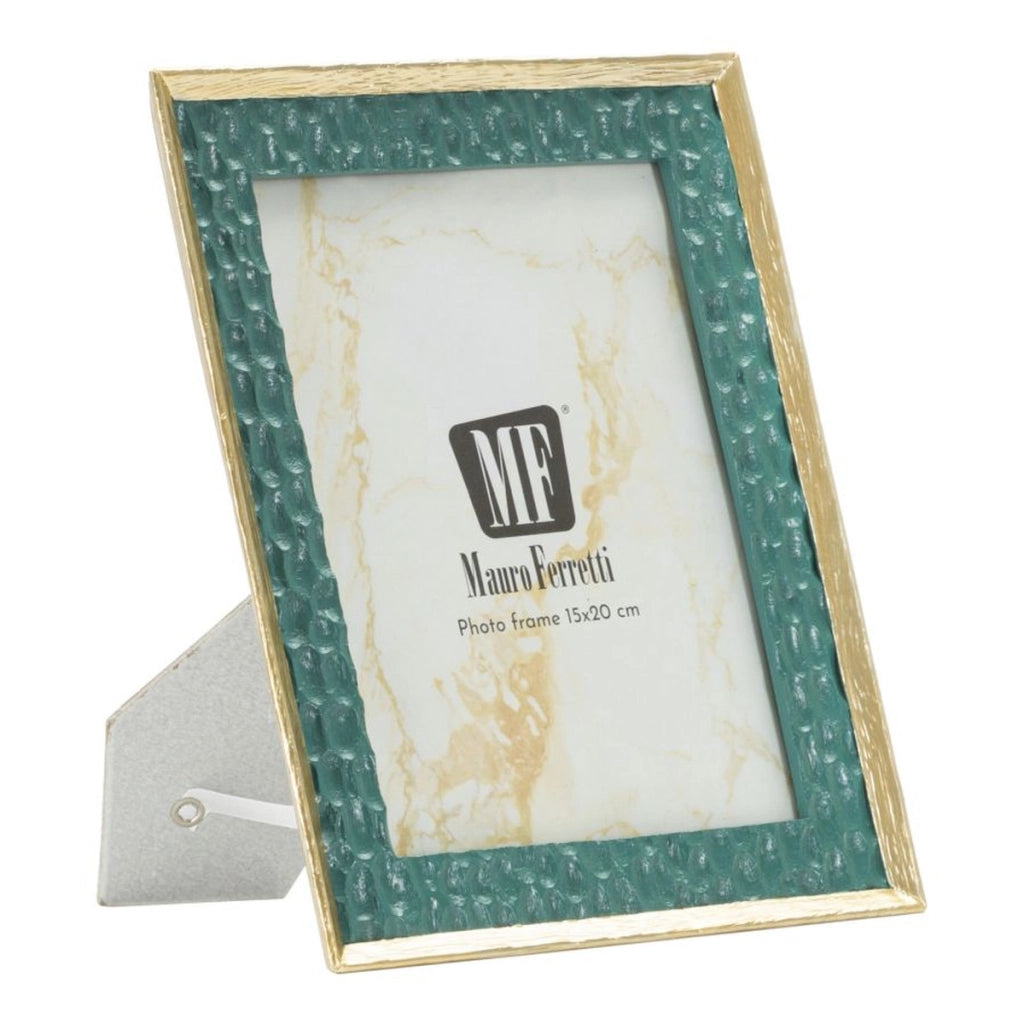 Cornice portafoto Grent in resina verde smeraldo e oro 15x20
