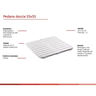 Pedana antiscivolo per doccia 55x55 cm in polipropilene con finitura bianca