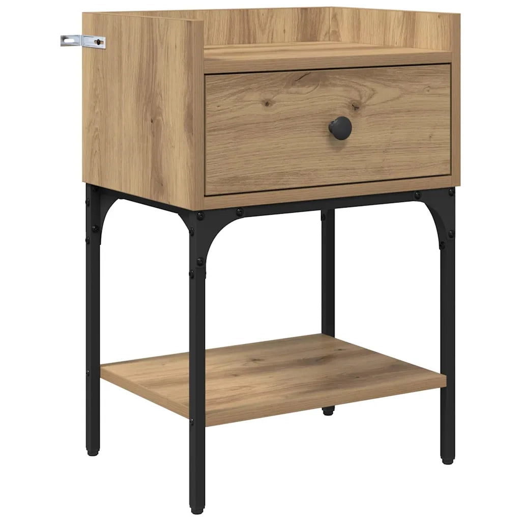 Comodino con cassetto 2 pz-Set di 2 Tavolino da notte Rovere artigianale 40 x 29 x 60 cm