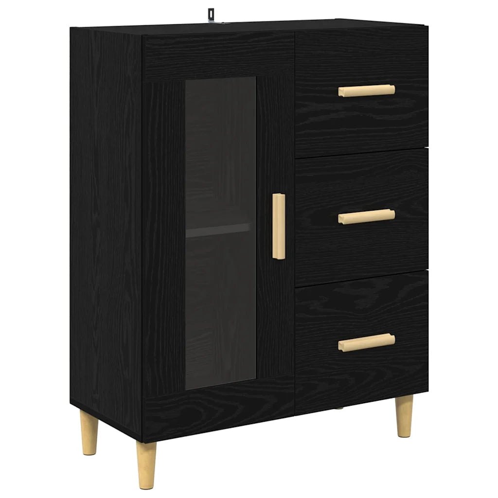 Credenza-Buffet-Armadio da cucina Rovere Nero 69,5 x 34 x 180 cm Legno multistrato 583852