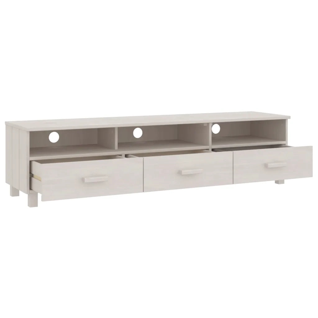 Mobile TV-Credenza TV-Console TV HAMAR Bianco 158x40x40 cm in Legno Massello di Pino