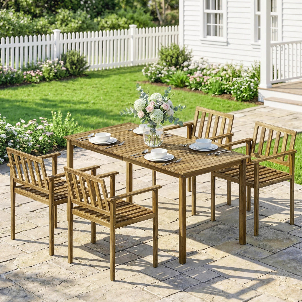 Set da pranzo 5 pezzi ¨C Minimal ¨C tavolo e sedie in teak per 4 persone