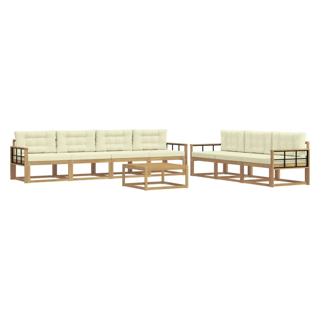 Set di divani da esterno 7 pz Bianco e Crema 3386174