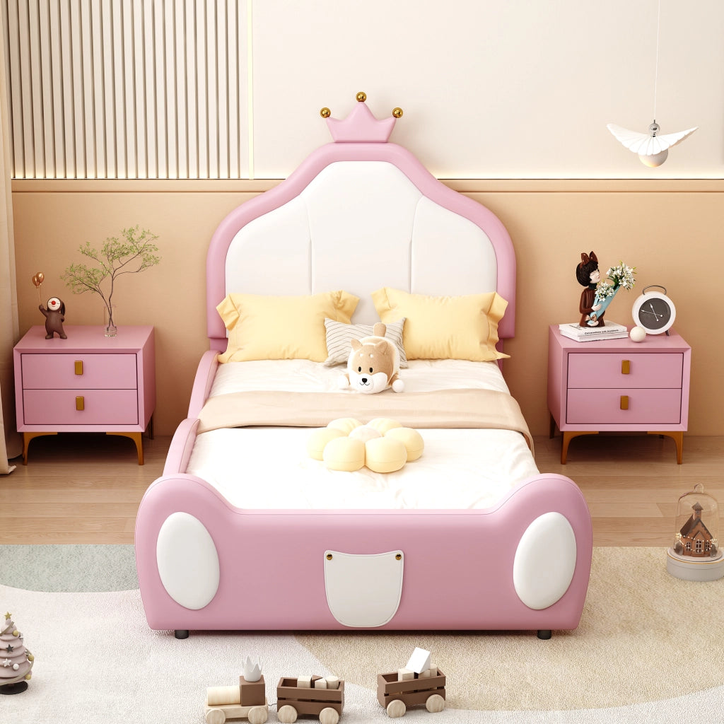 letto imbottito ecopelle rosa 90 x 200 cm