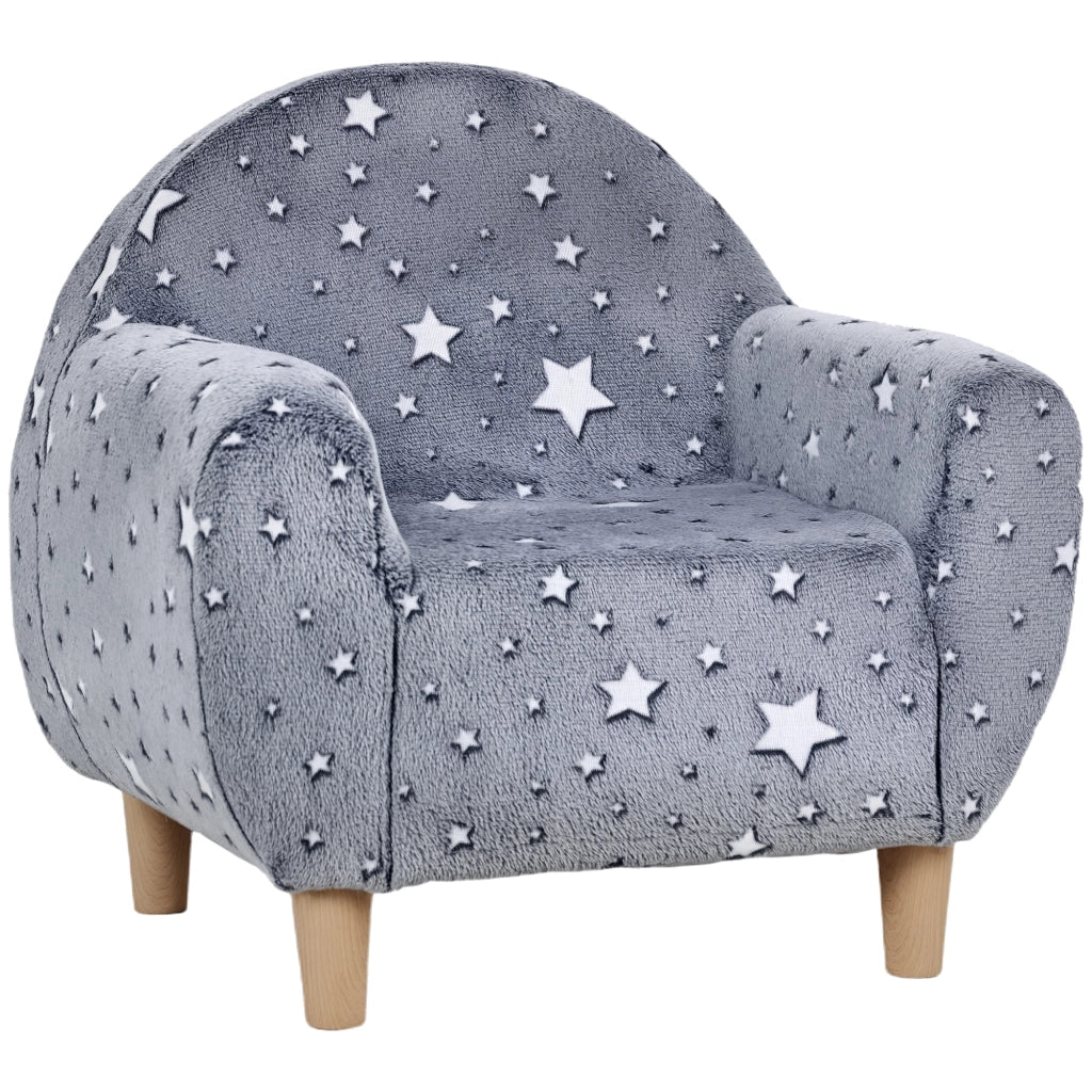 Divano per bambini in velluto ¨C zephmum ¨C 55x40x55 cm grigio
