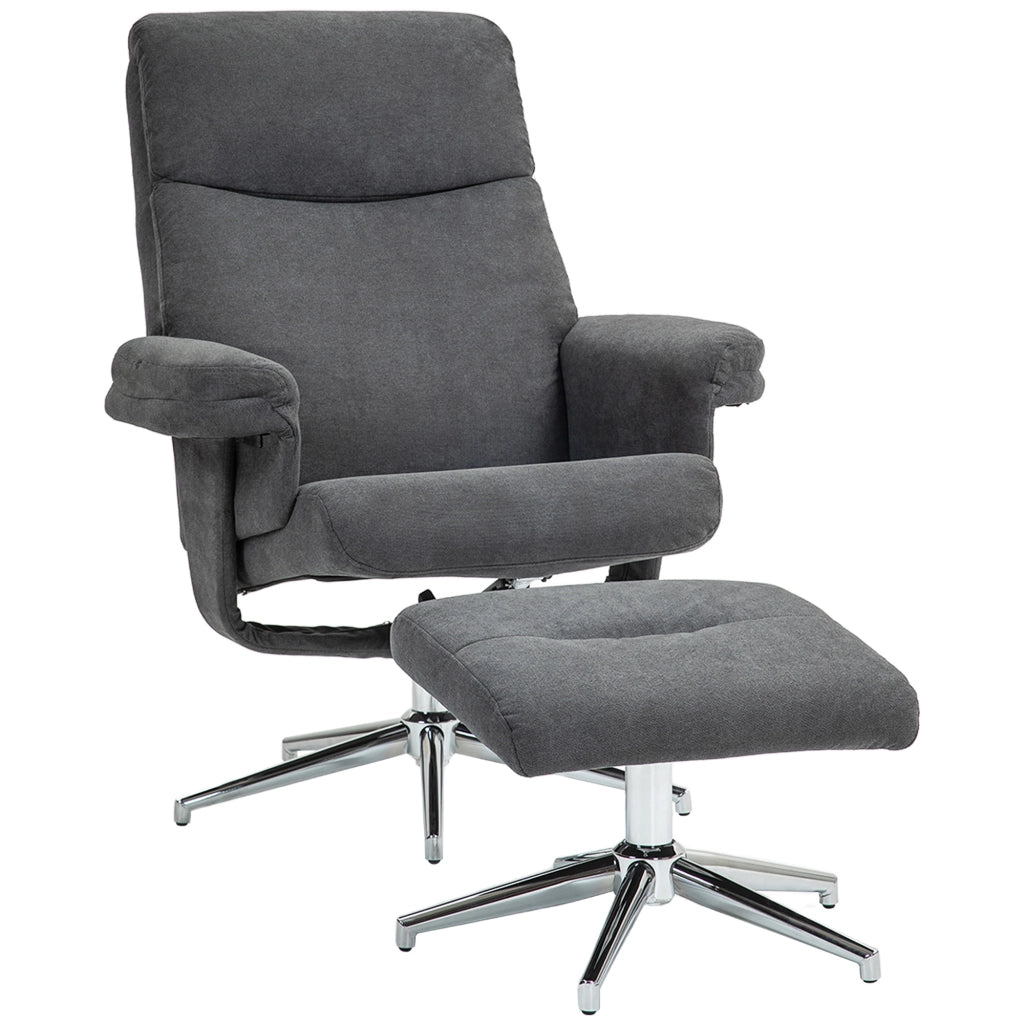 POLTRONA RECLINABILE con pouf 78x85x106 cm poliestere grigio scuro Set da 2 pezzi