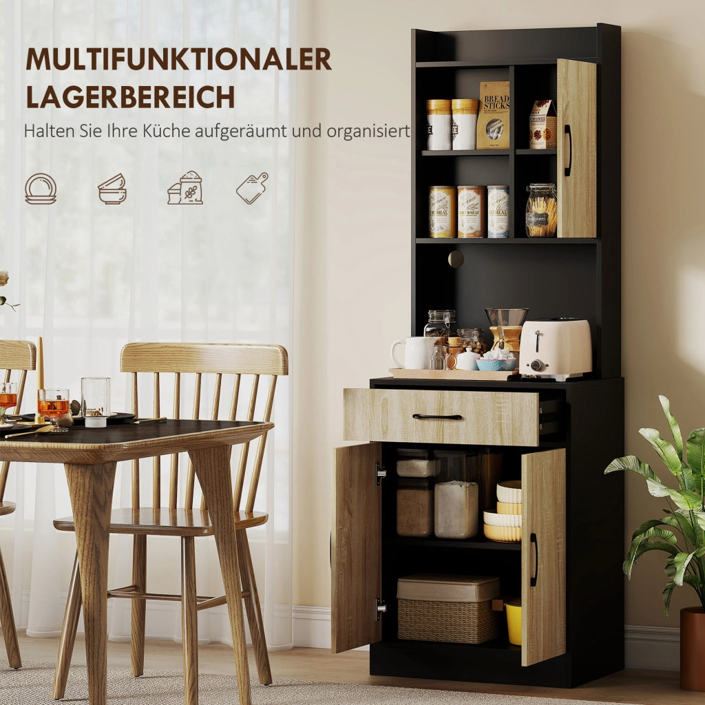 Mobile da cucina con ripiani aperti e cassetto ¨C Minimal ¨C Legno naturale, Nero, Profondit¨¤ 40cm