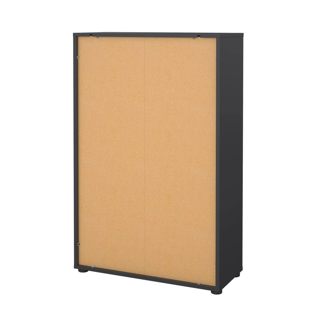 Credenza Canossa, Buffet da soggiorno, Madia da salotto, Dispensa da cucina, 80x34 h124 cm, Rovere e Grigio