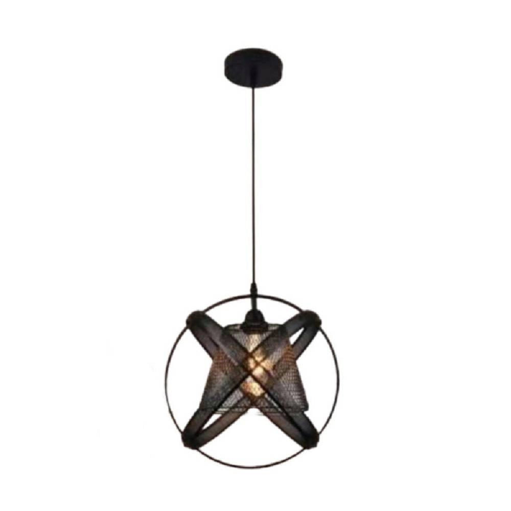 Trade Shop - Lampadario Soffitto Con Paralume 3 Anelli Metallo Traforato Nero Attacco E27 A62 -