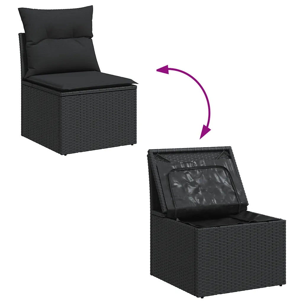 Set Divani da Giardino con Cuscini 7pz Nero Polyrattan 3327775