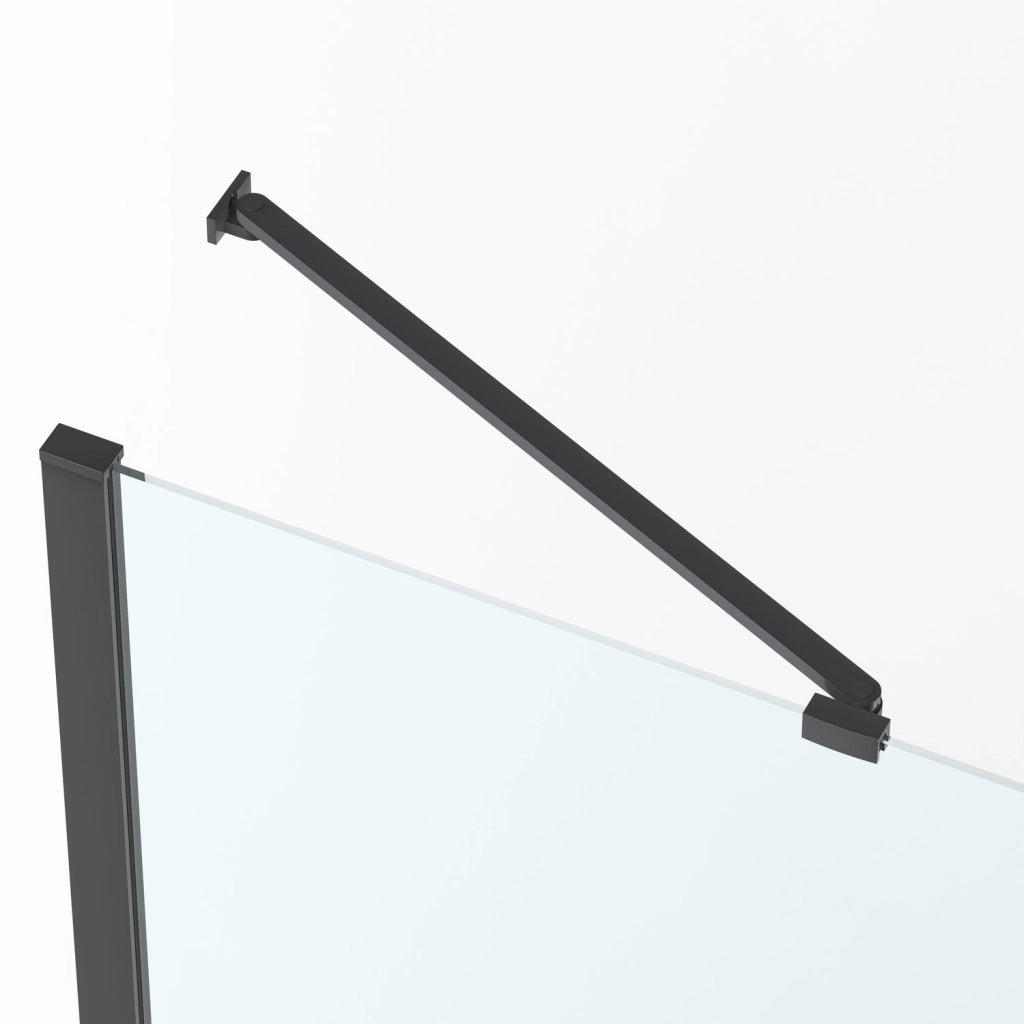 Box doccia 2 lati 100x80 cm fisso + porta un battente H200 cm cristallo 6mm profilo Nero Opaco PIPPO