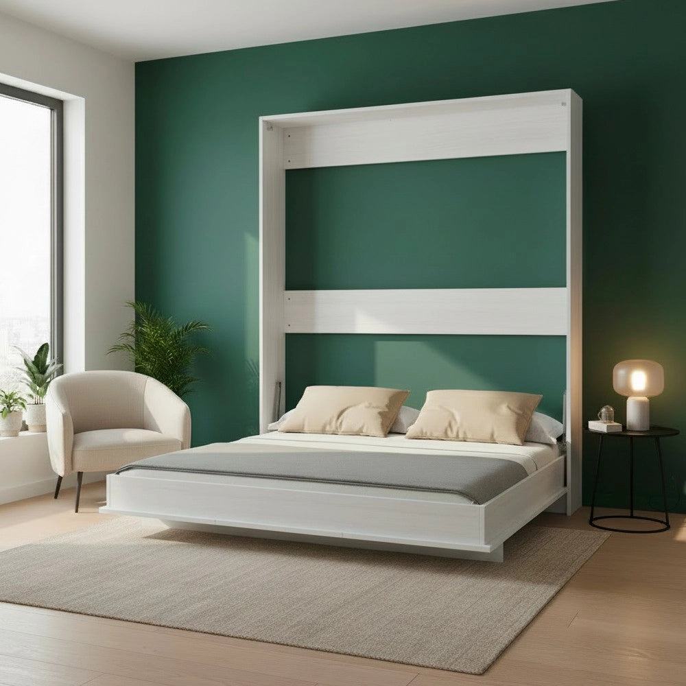Letto matrimoniale a scomparsa salvaspazio Primer bianco 164x38x221H