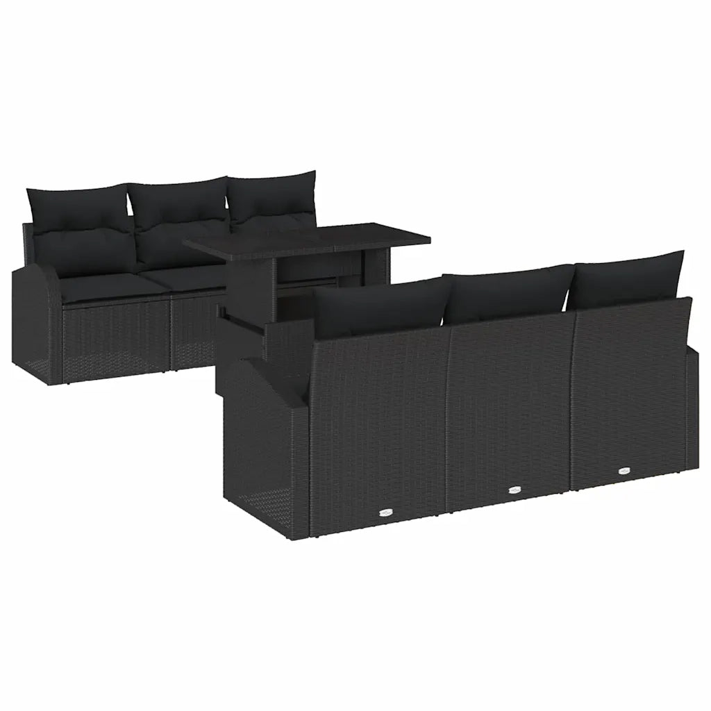 Set Divano da Giardino 7 pcs Nero Rattan in Polipropilene 3357306