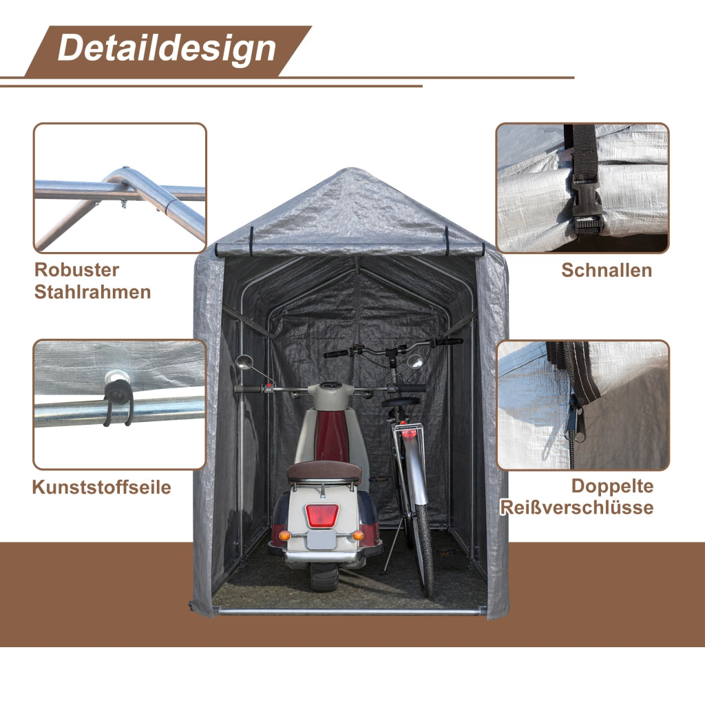 Garage per biciclette 100x187x160 cm, capanno per biciclette da esterno impermeabile con telaio in acciaio e protezione UV ¨C Per biciclette, motocicle