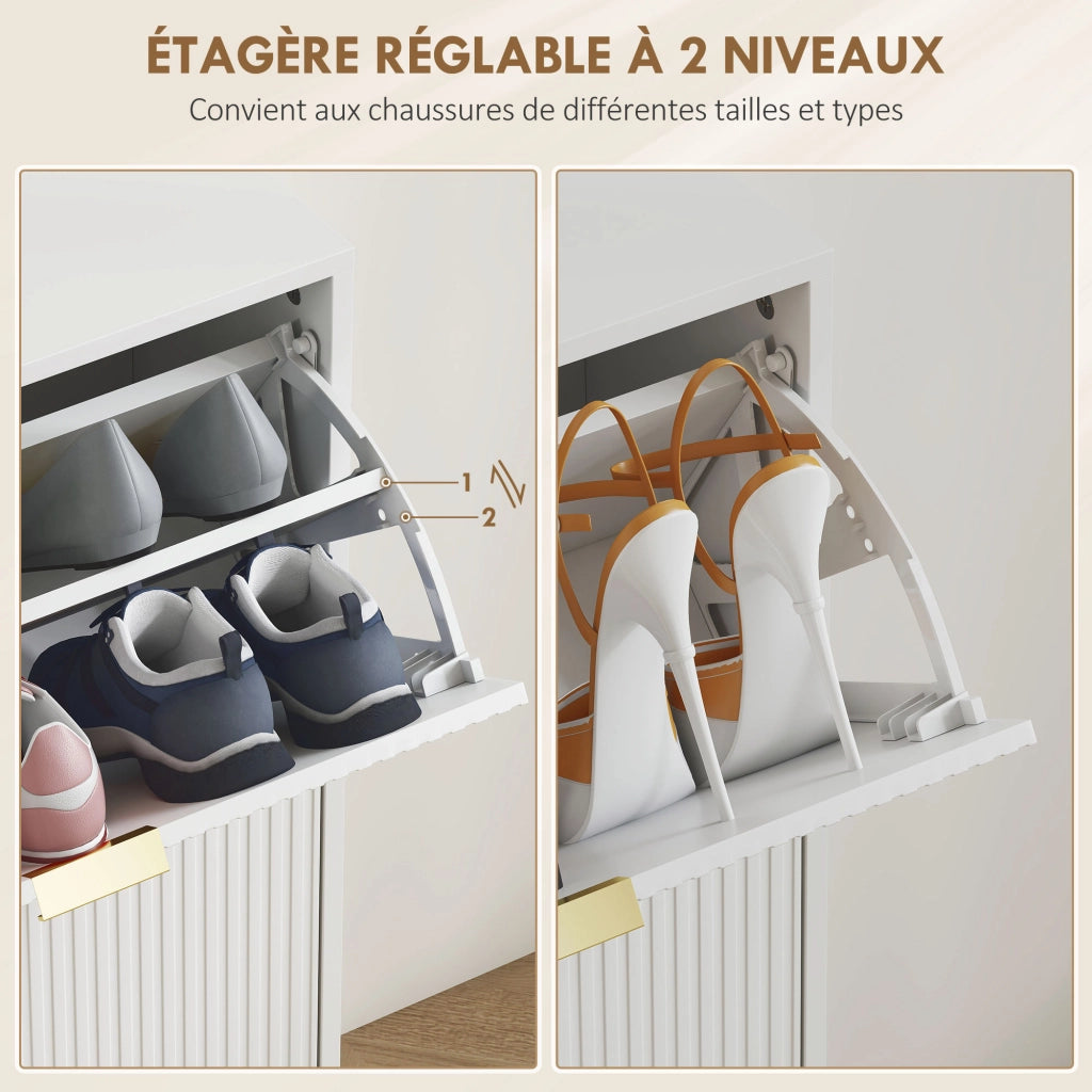 Scarpiera con cassetti e ripiani ¨C Minimal ¨C bianco 105x24x91.5 cm