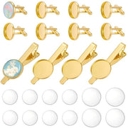 Set di manopole DIY - 12 pezzi in ottone - Clip da cravatta dorata - Cammeo in vetro - Regalo di fidanzamento - Ideale per camicie - Dasspeld