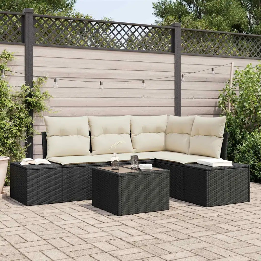Set Divano da Giardino Marrone e Crema polyrattan