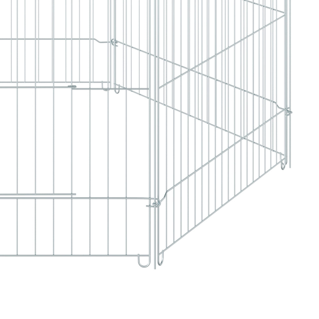 Recinto per Cani 6 Pannelli Pieghevole con Porta e Tetto ¨C Zephmum ¨C Grigio 59x60 cm