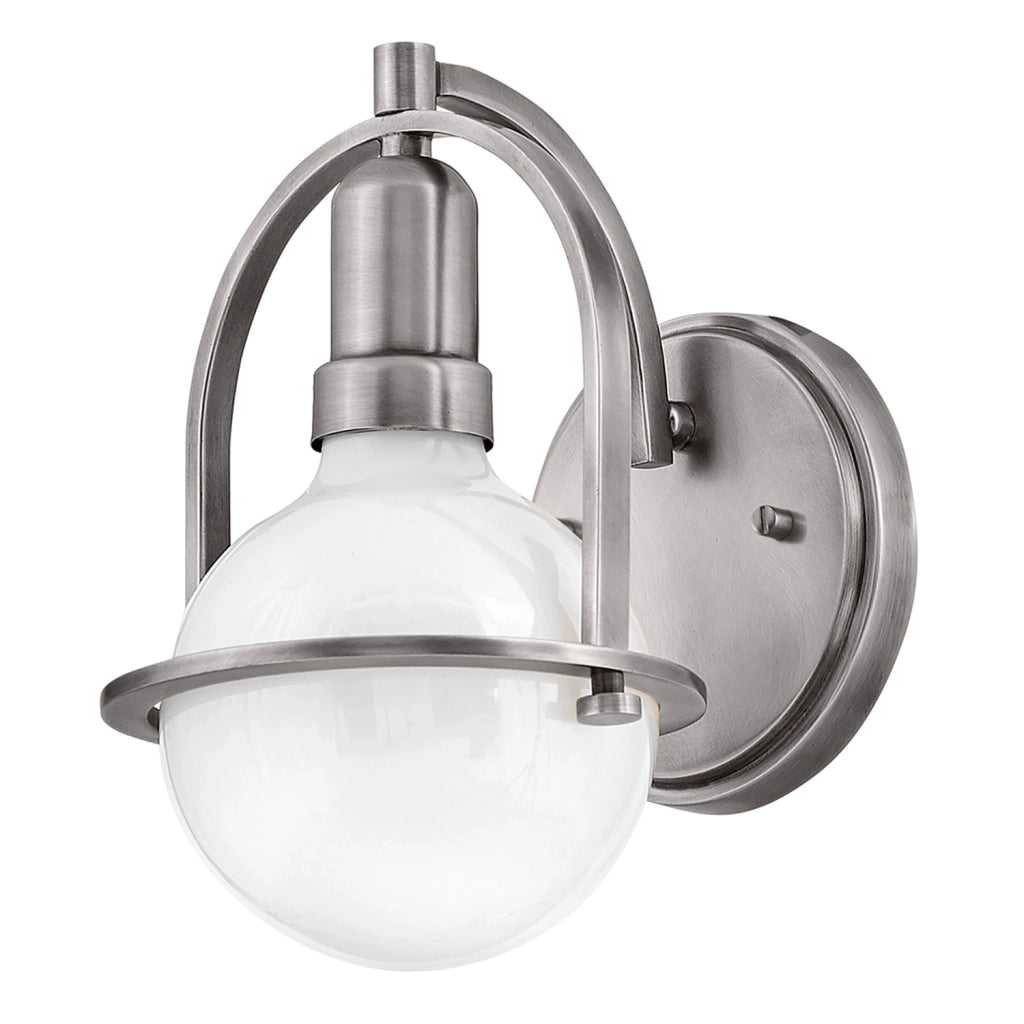 Applique Industrial Nordico Somerset Acciaio Nichel Spazzolato Vetro 1 Luce E27