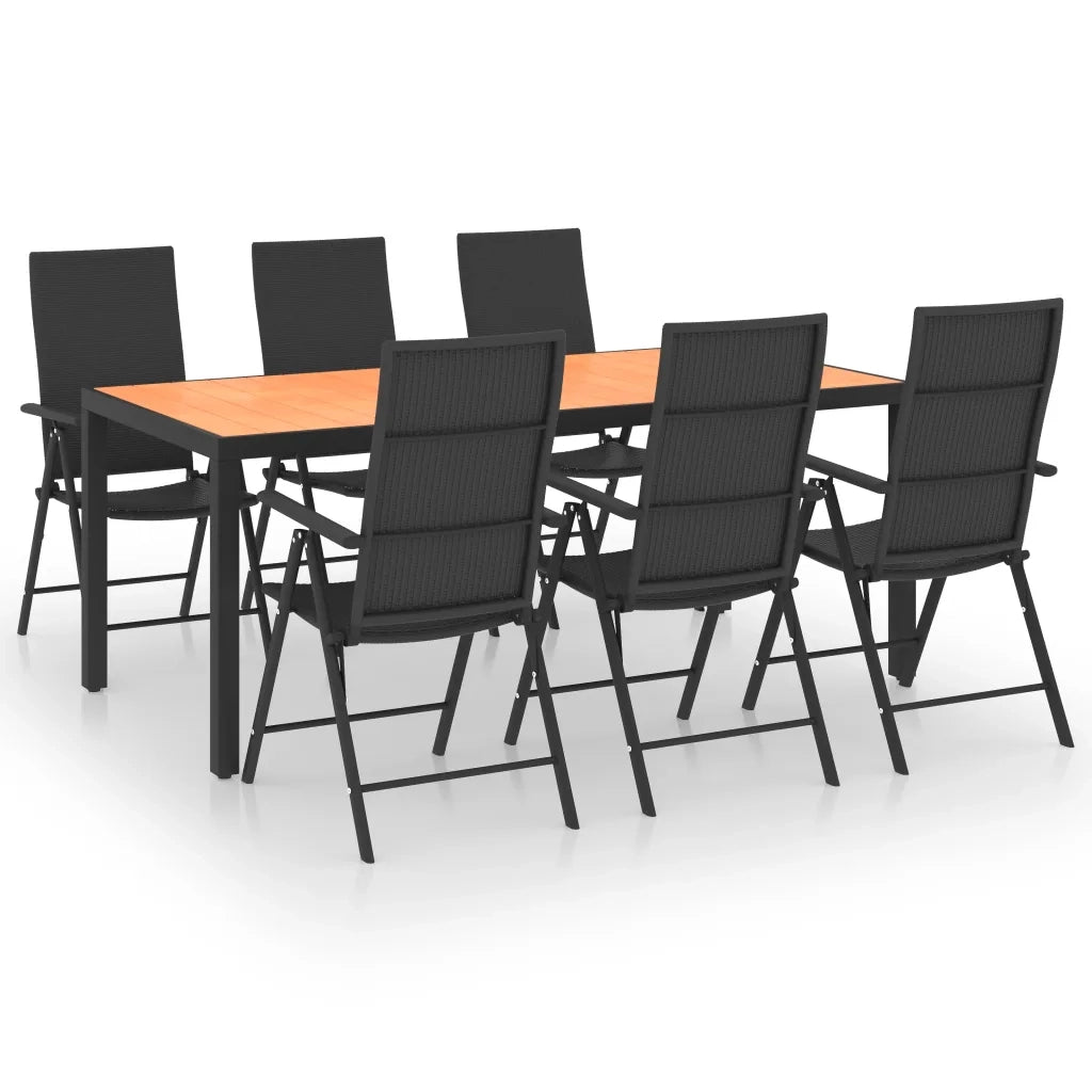 Set da Pranzo da Giardino 7 pz Nero e Marrone 3060056