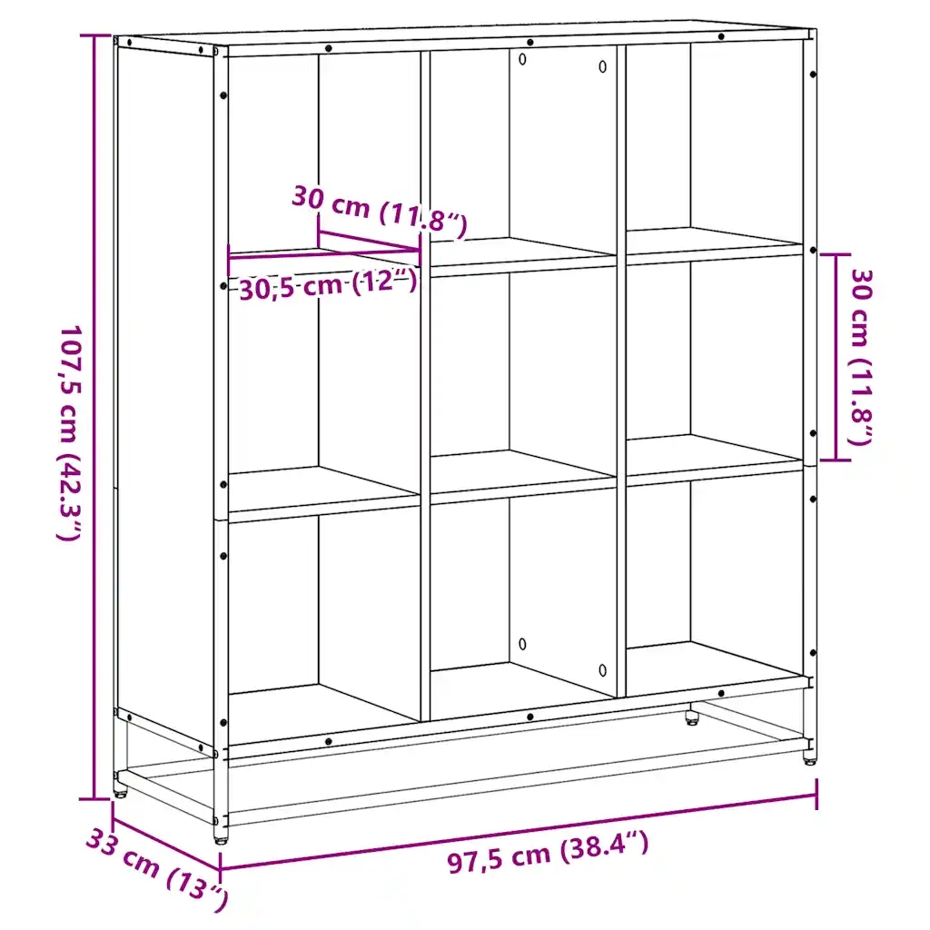 Libreria-Scaffale per Libri-Mobile di Stoccaggio Nera 97,5x33x107,5 cm in Truciolato e Metallo