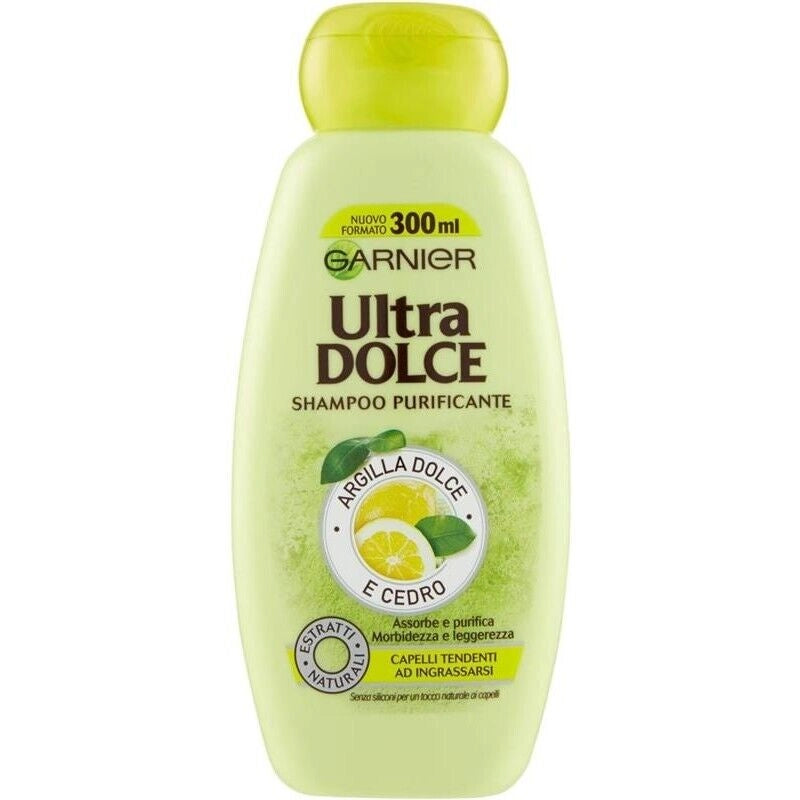 6 GARNIER SHAMPOO PURIFICANTE DA 300 ML ARGILLA DOLCE E CEDRO CAPELLI GRASSI