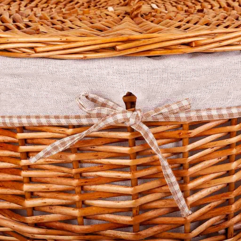 Set composto da portabiancheria e due cestini in vimini foderati marroni