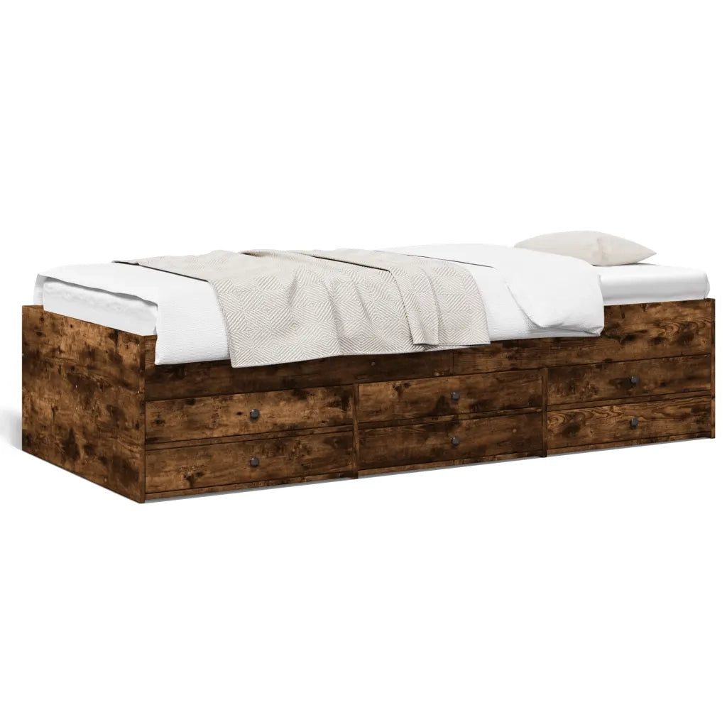 Divano Letto con Cassetti senza Materasso Rovere Fumo 90x200 cm 3280878