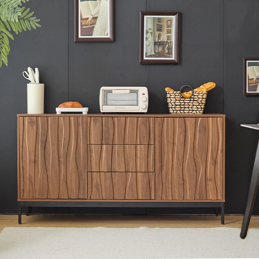 Credenza 150cm ¨C Xylo ¨C Rovere Scuro, 3 Cassetti, Legno, Soggiorno, Ingresso