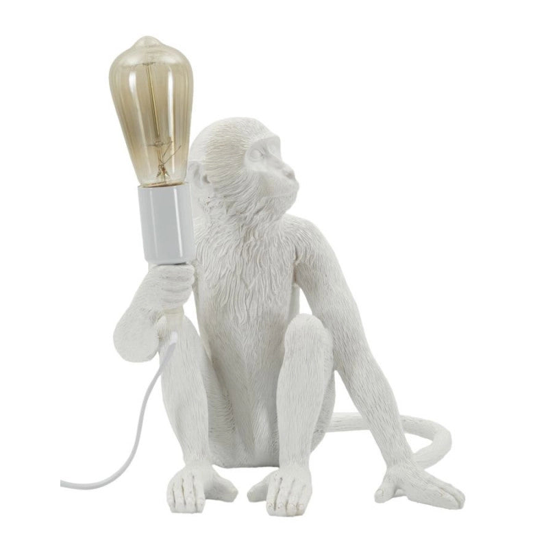 Lampadelle A Da Tavolo Monkey Seduta Bianca cm 33x33x32