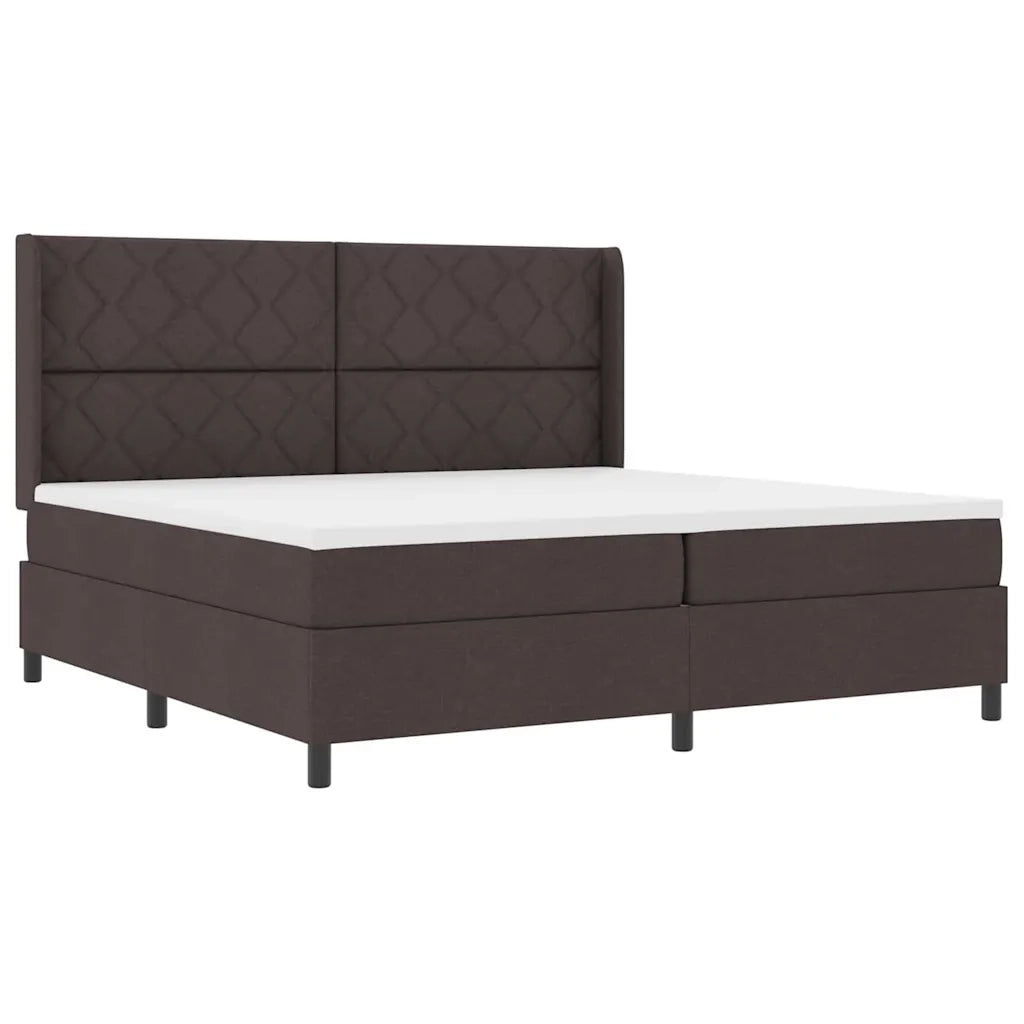 Letto a Sorgente LED Marrone Scuro 200 x 200 cm Tessuto