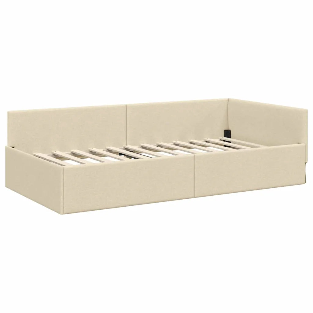 Cornice del letto ad angolo Crema 80 cm x 200 cm Tessuto 42016033