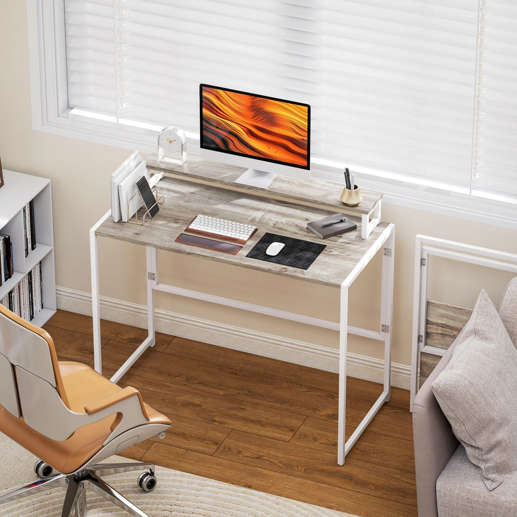 Scrivania computer pieghevole con supporto monitor ¨C Xylo ¨C Legno naturale 100x48x87,5cm