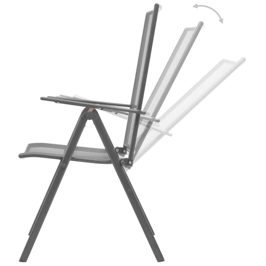 Set Sedie Giardino Reclinabili 3pz Antracite Acciaio Verniciato 3283760