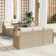 Set Divano da Giardino 6 pcs Beige Rattan in Polipropilene