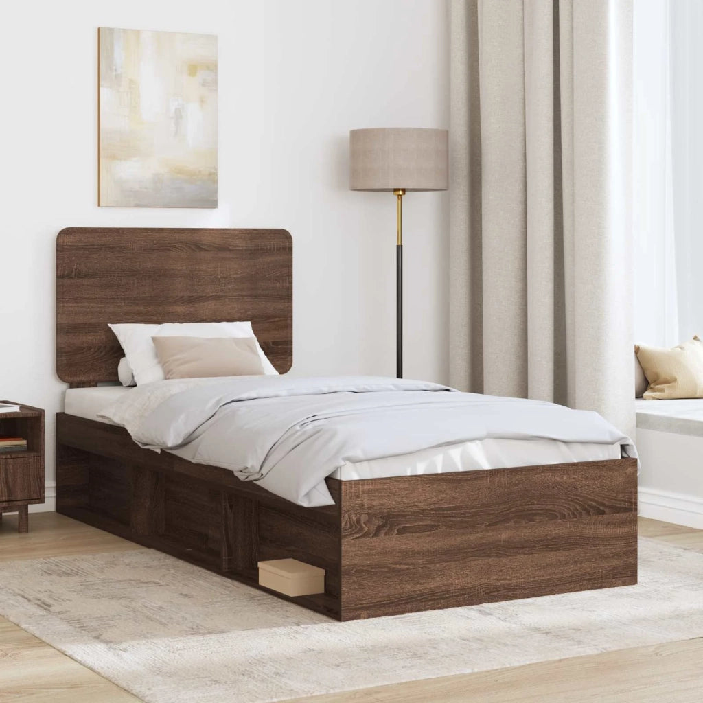 Struttura del letto Rovere Marrone 90 x 190 cm Pino massello 3412548